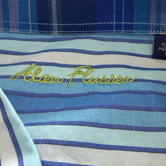 Alan Flusser Men’s XXL Long Sleeve Striped Button Down Shirt - Picture 3 of 7
